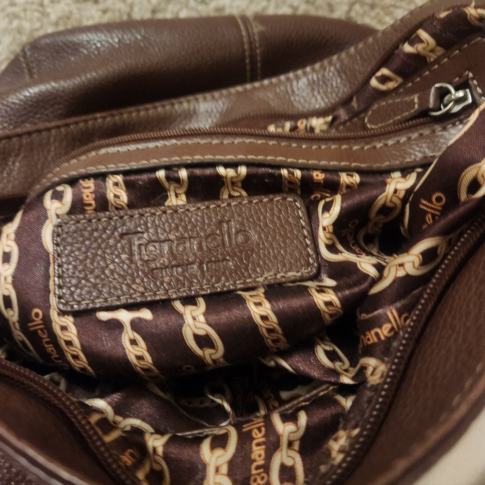 Tiganello Brand Brown Leather Crossbody Bag - Classic Women's Shoulder Bag - Picture 4 of 4